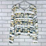 Anthropologie Moth NWT Array Floral Striped Zip Front Cardigan Sweater Size L Photo 4