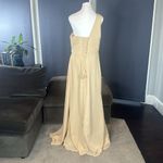 Long Chiffon One Shoulder Formal Bridesmaid Dress Leg Slit Corset Back Size 12 Photo 4