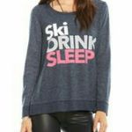 Chaser SKI DRINK SLEEP GRAPHIC LONG SLEEVE BLUE HEATHERED SWEATSHIRT M Photo 1