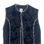 Rain+Rose black wool blend floral burnout velvet faux fur open front vest large Photo 1