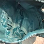 Teal Blue Faux Leather Tote Bag with Peace Charms Handbag Shoulder Bag Purse Photo 7
