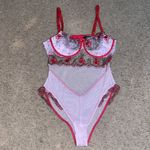Victoria's Secret Victoria’s Secret VS Rosebud Dot Wicked Teddy Sheer Metallic Mesh Floral Red XL Photo 3