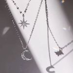 Silver Moon and Star Necklace Photo 2