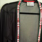 Black Sheer Duster with Logo Trim Size 1X Photo 1