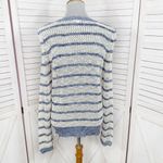 Xhilaration ‎ Striped Open Weave Mesh Sweater Blue Cream Medium Photo 3