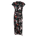Paco Rabanne Black Pink Floral Cap Sleeve Belt Faux Wrap Midi Dress 44 / 12 NEW Photo 1
