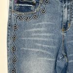 American Blues Embroidered Jeans 14 Straight Leg Mid Rise Boho Y2K Scroll Denim Blue Photo 2