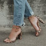 Lulus Lulu’s Snakeskin Ankle Strap Block Heels Python Print Open Toe Slingback Size 7 Photo 6