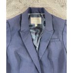 Banana Republic Wool Blend Blazer Navy Blue Gold Button Puff Sleeve Sz 12 Career Photo 2