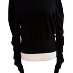 autumn cashmere  Italian Yarn Black Long Sleeve Sweater Large Lightweight Crew Photo 0