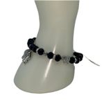 Boutique NWT Black Beaded Silver-Tone Rhinestone Elephant Pendant Stretch Bracelet Photo 1