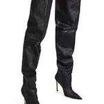 Good American Over The Knee Black Glitter Heeled Kickstand Boots NEW Photo 0