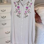 Denim Look Embroidered Button Down Dress Photo 1