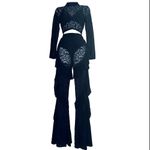 Missguided Carli Bybel x  Navy Blue Lace 2 Piece Festival Matching Set small 4-6 Photo 5