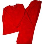 Pink k 2 piece set red cozy pjs with cute heart design. Size L Photo 1
