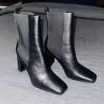 ZARA  Heeled Leather Ankle Boots Black Photo 2