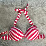 Mossimo Supply Co MOSSIMO Halter Bikini Top Hot Pink Stripes Padded removable U-Hook back, Sz Lg Photo 2