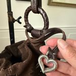 Brighton Starry Suede Drawstring Bag Chocolate Brown Large Purse Leather Strap Photo 8