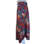 Vintage Sanibel Sport 70s Navy Floral Seamed Cotton Midi Skirt Size XL Photo 2