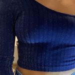 Papaya One Sleeve Dark Blue Sparkly Shirt Photo 1