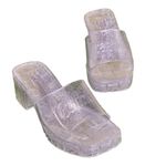 BARBIE Clear Glitter Women's Slide Sandals Sz 6 White Photo 0