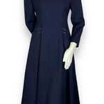 Vintage Victorian Dress Lolita Lace Collar Navy Blue Bow Back Whimsigoth Pockets Photo 14