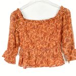Patrons of Peace NWT Cropped Floral Smocked Ruffle Top Marigold Size Small S NEW Photo 0