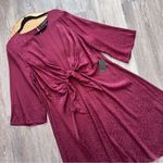 Eloquii Nwt  maroon leopard tie front dress midi‎ length Photo 0