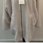 Lululemon Off white Opal Collarless Textured Sherpa Fleece Coat 12 Large NEW NWT Photo 2