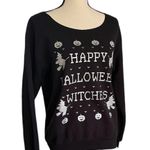 Happy Halloween witches black sloped shoulder sweatshirt top Size M Photo 2