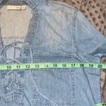 SO  juniors size small lace up LE shirt v neck cuffed sleeves round hem twill NWT Photo 2