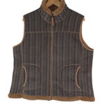 Mountain Lake  Vest Women XL Brown Sherpa Lined Fleece Herringbone Cozycore Layer Photo 0