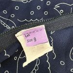 American Vintage Vintage Dress Size Small Fish Navy Blue Keyhole Wrap Neck Polyester Midi/Maxi Photo 2