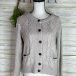 Fenn Wright Manson  Oatmeal Neutral Tan Cable Knit Wool Blend Button Cardigan Photo 1