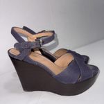Brooks Brothers Minimalist Blue Classic Preppy Designer Platform Wedges Sandals Photo 1