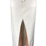 White Fox Women's White High Waisted Split Front Midi Denim Jean Skirt Size XS Photo 0
