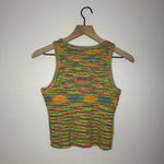 Neon Multicolor Knit Crop Tank Top‎ Yellow Photo 3