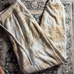 Aerie Women's Plaid Joggers in Cream and Tan Photo 0