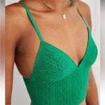 Aerie NWT Green Size Medium Longline Cable Lace Bralette Photo 0