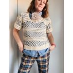 Vintage Boho Crocheted Top Cream Size Medium Handmade Cotton Soft girl Photo 6