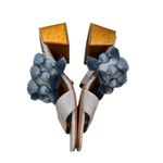 Bernardo Boho Blue Suede Bella Tassel Wooden Block Heel Slipon Sandals Shoes 8 Photo 3