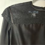 ZANG TOI‎ Couture Black Dress Silk Designer Floral Lace Sheer Sleeves Handmade Size M Photo 6