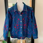 Denim & Co . Jean Jacket With Red Embroidery Photo 0