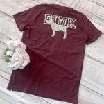 PINK - Victoria's Secret Pink By Victoria’s Secret Sparkle Sequence T- Shirt Maroon Size Medium Photo 3