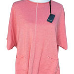 NEW Repeat Sweater Top Women Small Coral Pink Cotton Knit Vented Pockets Photo 0