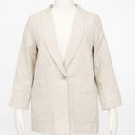 Kensington Square Blazer One Button Pockets Neutral Coastal Beach Jacket Large White Photo 0