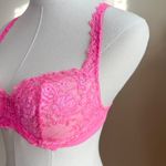 Victoria's Secret Victoria's' Secret Hot Pink Lace Demi Bra Unlined 32D Neon Pink Valentines Sexy Photo 2