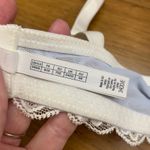 Le Mystere Light Blue White Lace Underwire Plunge Bra Size 34DD Floral Lingerie Photo 4