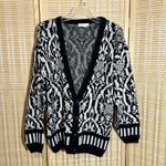 Jamie Scott Vintage 1990s Y2K Black White William Morris Pattern Cardigan Small Photo 0