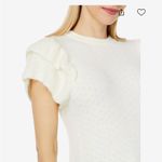 Lilly P Women’s Ruffle Shell Short Sleeve Sweater Large in Cream Soft Dressy Photo 2